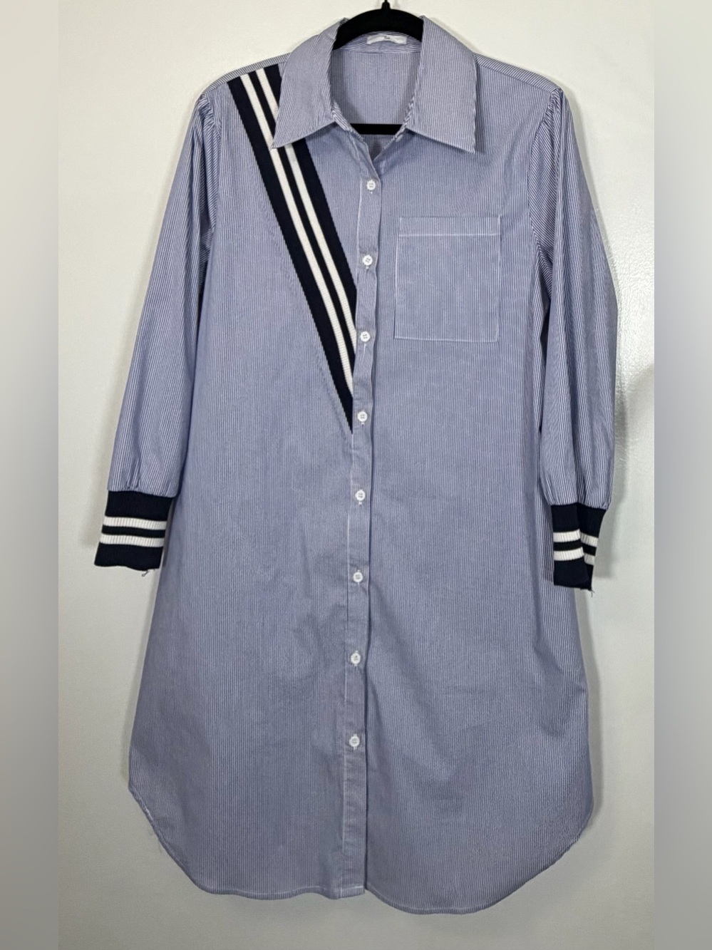 Joh Blue and White Striped Tunic Button Down Dress